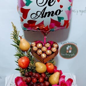 Rosas, frutas, globo personaizado