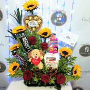 girasoles, peluche chocolates Hershey´s chocolate ferrero