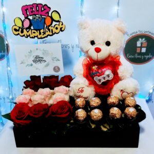 peluche a elegir, rosas, chocolate Ferrero