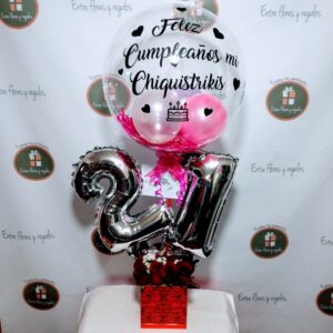 globo burbuja personalizado y globos en números a elegir