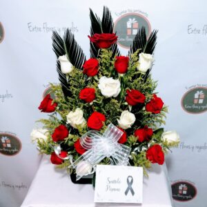 arreglo fúnebre con tarjeta personalizada