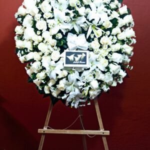 Corona con pedestal y tarjeta personalizada